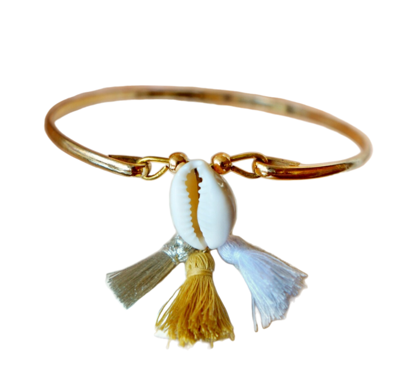 INO Seashell Recycled Metal Gold Tassel Bracelet