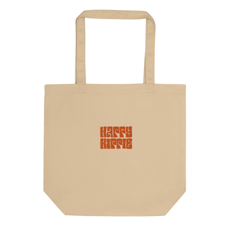 HAPPY HIPPIE Eco Embroidered Tote Bag