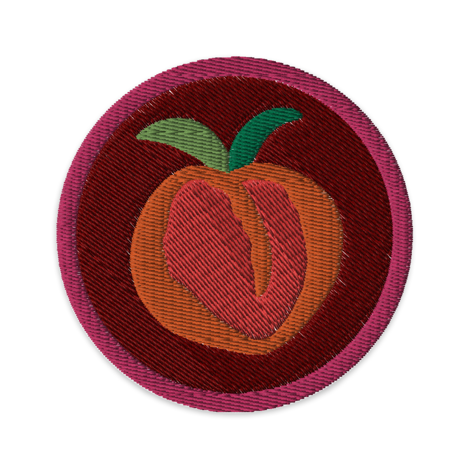 PEACH Embroidered Patches - Circular ⌀3 in, Maroon