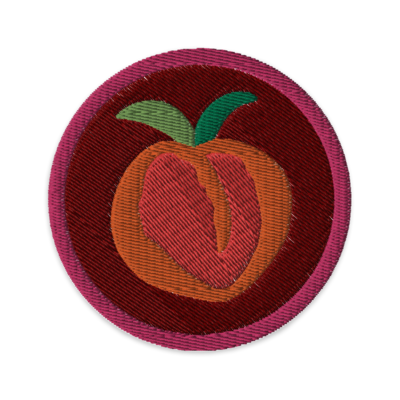 PEACH Embroidered Patches - Circular ⌀3 in, Maroon
