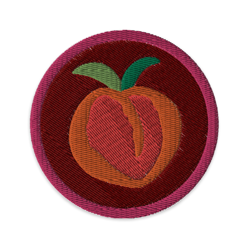 PEACH Embroidered Patches - Circular ⌀3 in, Maroon
