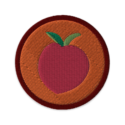 PEACH Embroidered Patches - Circular ⌀3 in, Orange