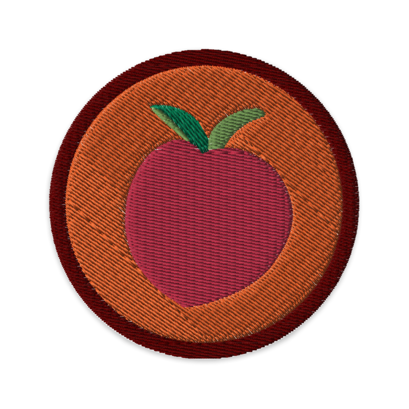 PEACH Embroidered Patches - Circular ⌀3 in, Orange