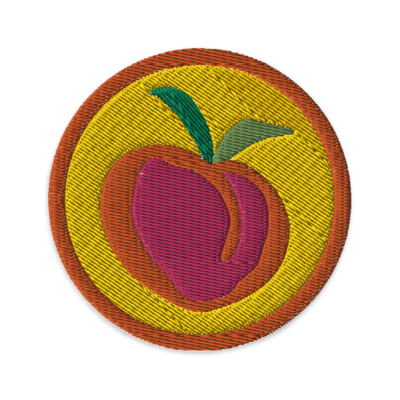 PEACH Embroidered Patches - Circular ⌀3 in, Yellow