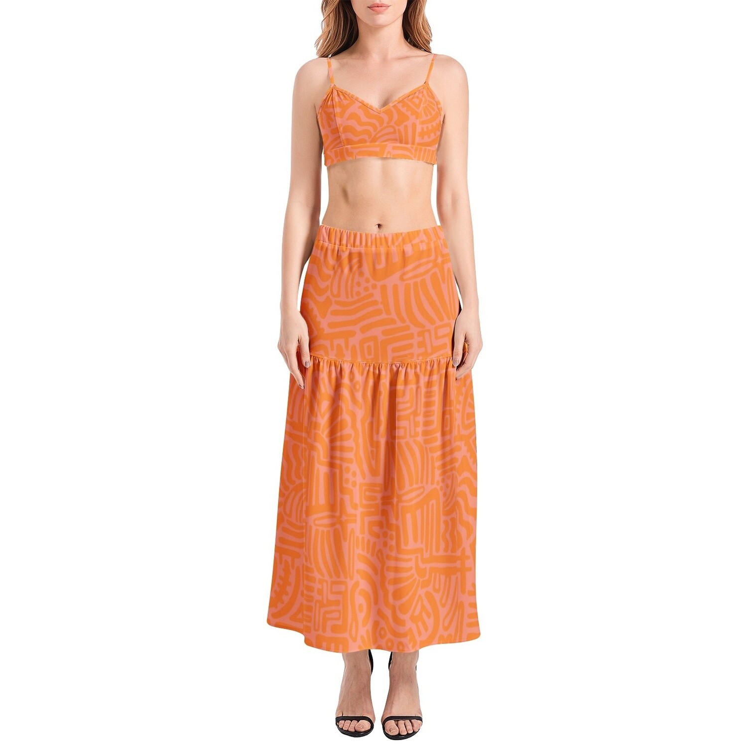 AMBER Bralette Top and High Slit Thigh Skirt Set