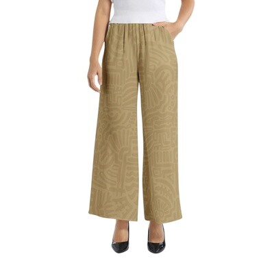 HALION Elastic Waist Wide Leg Pants, Dark Beige