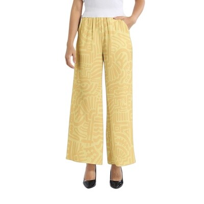 HALION Elastic Waist Wide Leg Pants, Yellow