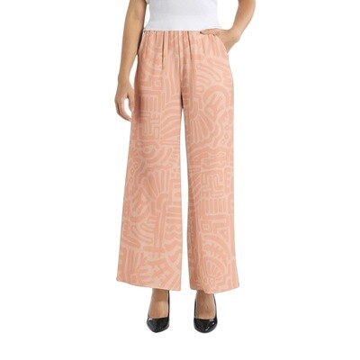 HALION Elastic Waist Wide Leg Pants, Peach