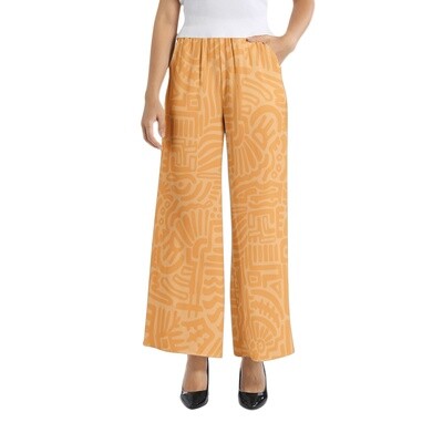 HALION Elastic Waist Wide Leg Pants, Orange