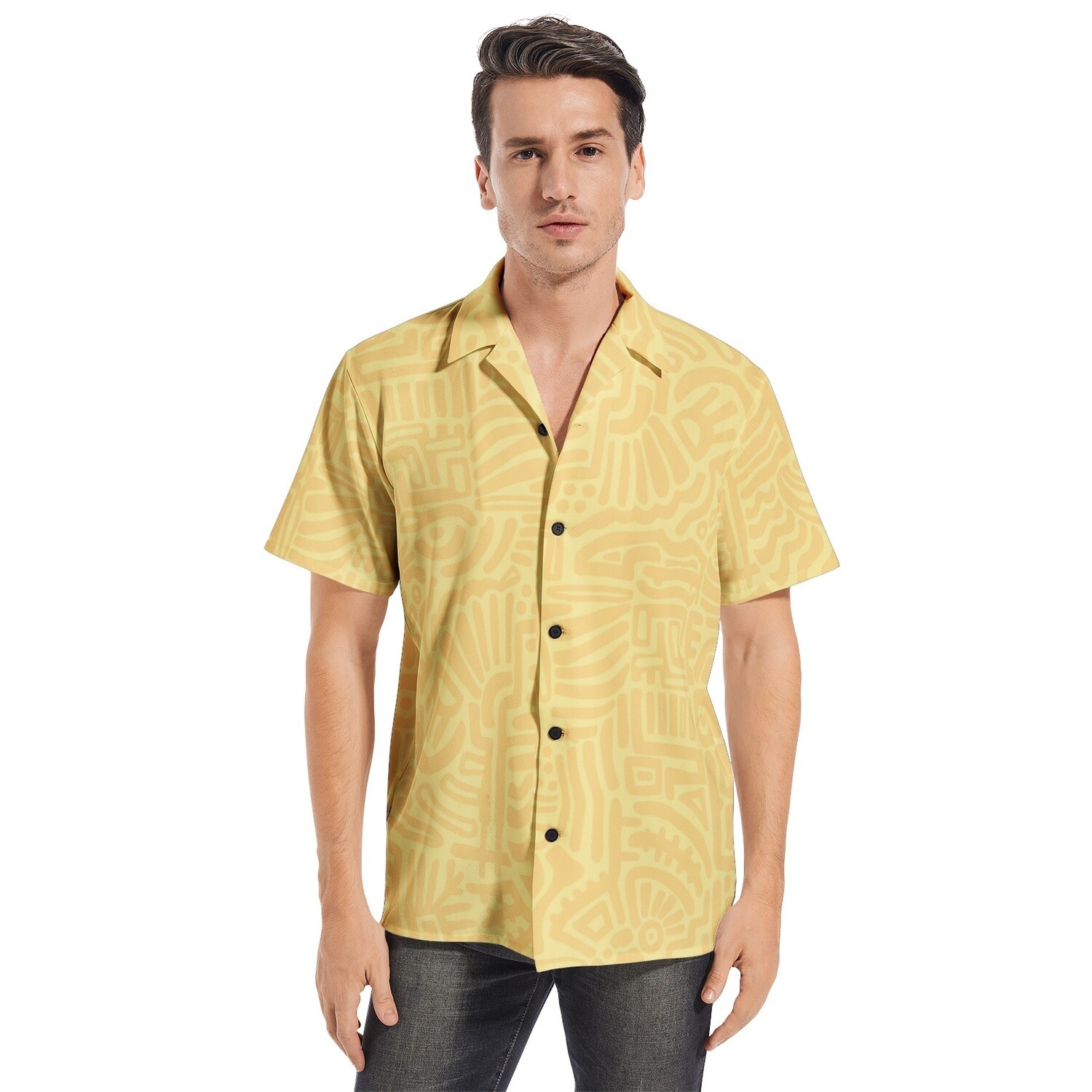 SAM Short Sleeve Shirt Button Up, Yellow