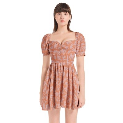 CIKI Puff Sleeve Sweetheart Neck Dress, Pink / Dirty Coral