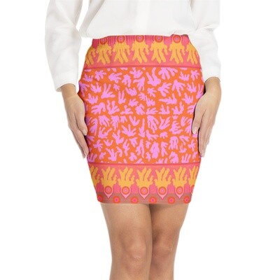 ANISHA Elastic Waist Bodycon Skirt, Vibrant Coral