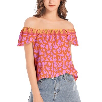 ANISHA Off Shoulder Top, Vibrant Coral