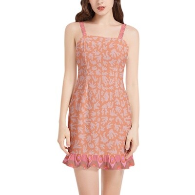 SOFIA Sleeveless Square Neck Ruffle Hem Mini Dress