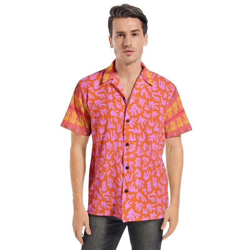 KAYLAN Short Sleeve Button Up Shirt, Vibrant Coral