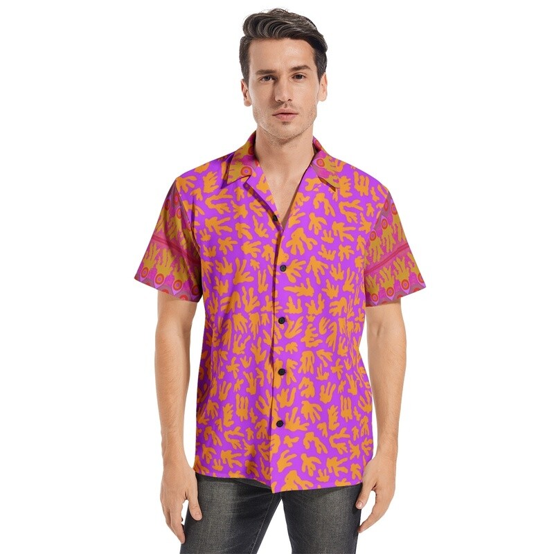 KAYLAN Short Sleeve Button Up Shirt, Magenta