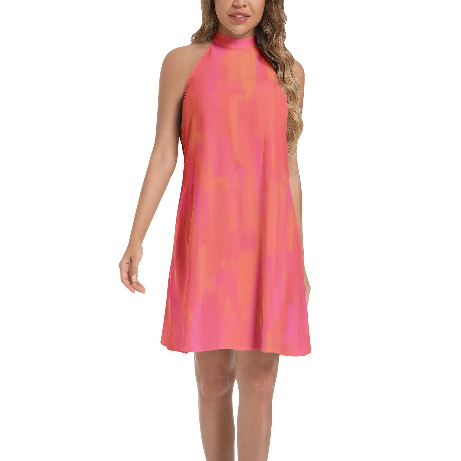 EMAIA Tie Back Halter Neck Flared Dress