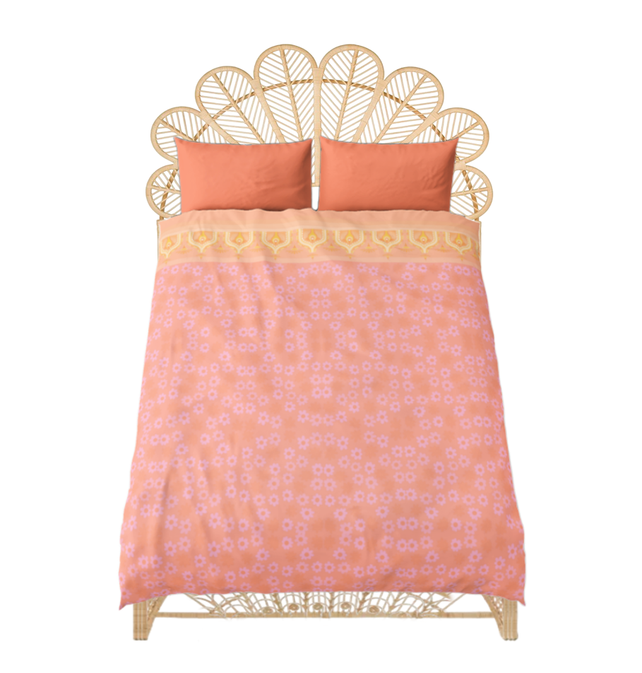 Small FLOWERS Bed Set, Deep Peach