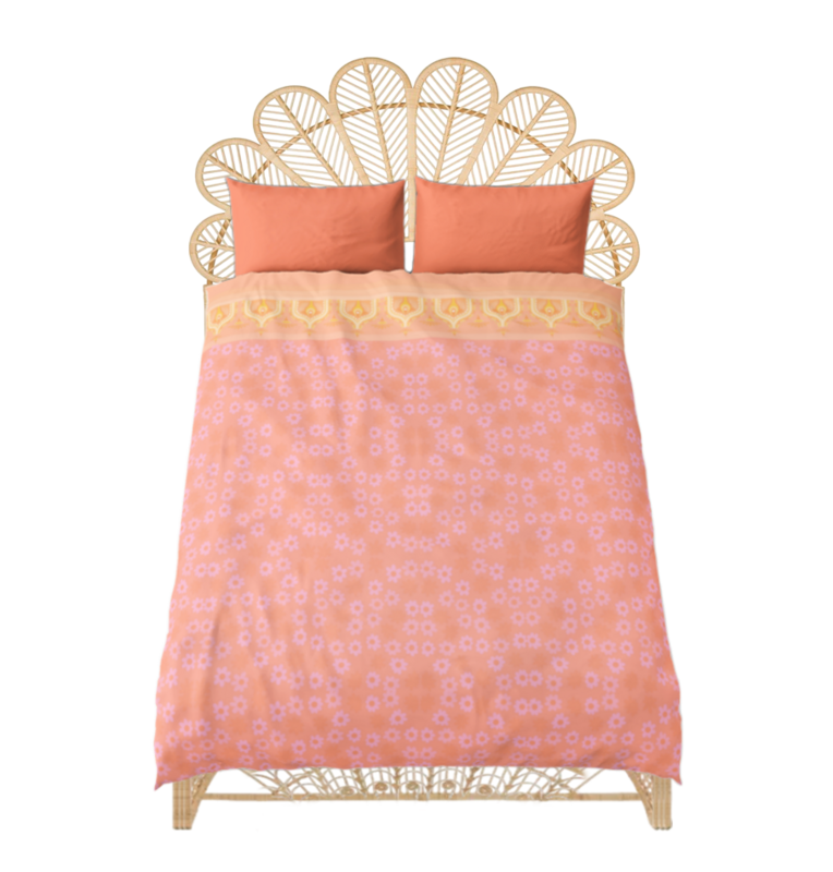 Small FLOWERS Bed Set, Deep Peach
