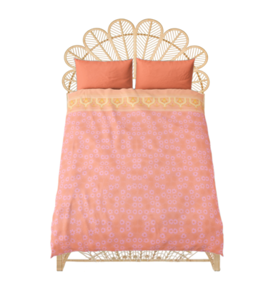 Small FLOWERS Bed Set, Deep Peach