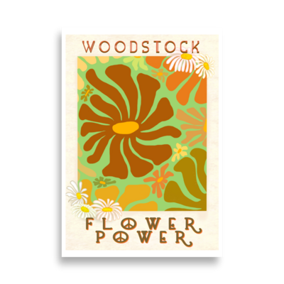 WOOD STOCK Flower Power Poster