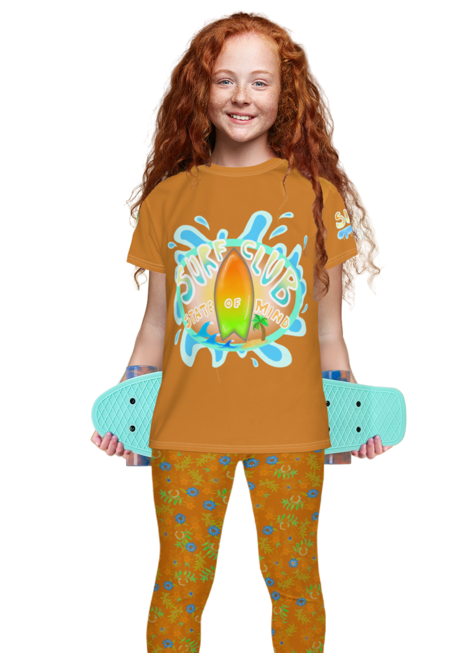 SURFER CLUB T-shirt, Kids - Youth, Brown Orange
