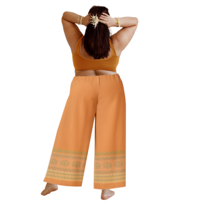 MO Elastic Waist Wide Leg Pants, Orange