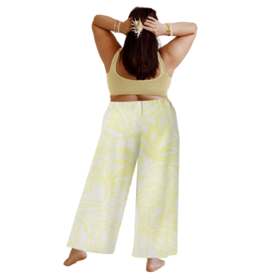 PALMA ELI Wide Leg Pants, White / Yellow