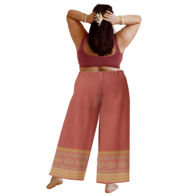 MO Elastic Waist Wide Leg Pant, Deep Blush