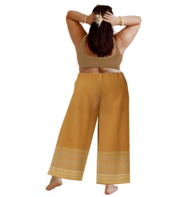 MO Elastic Waist Wide Leg Pant, Cinnamon