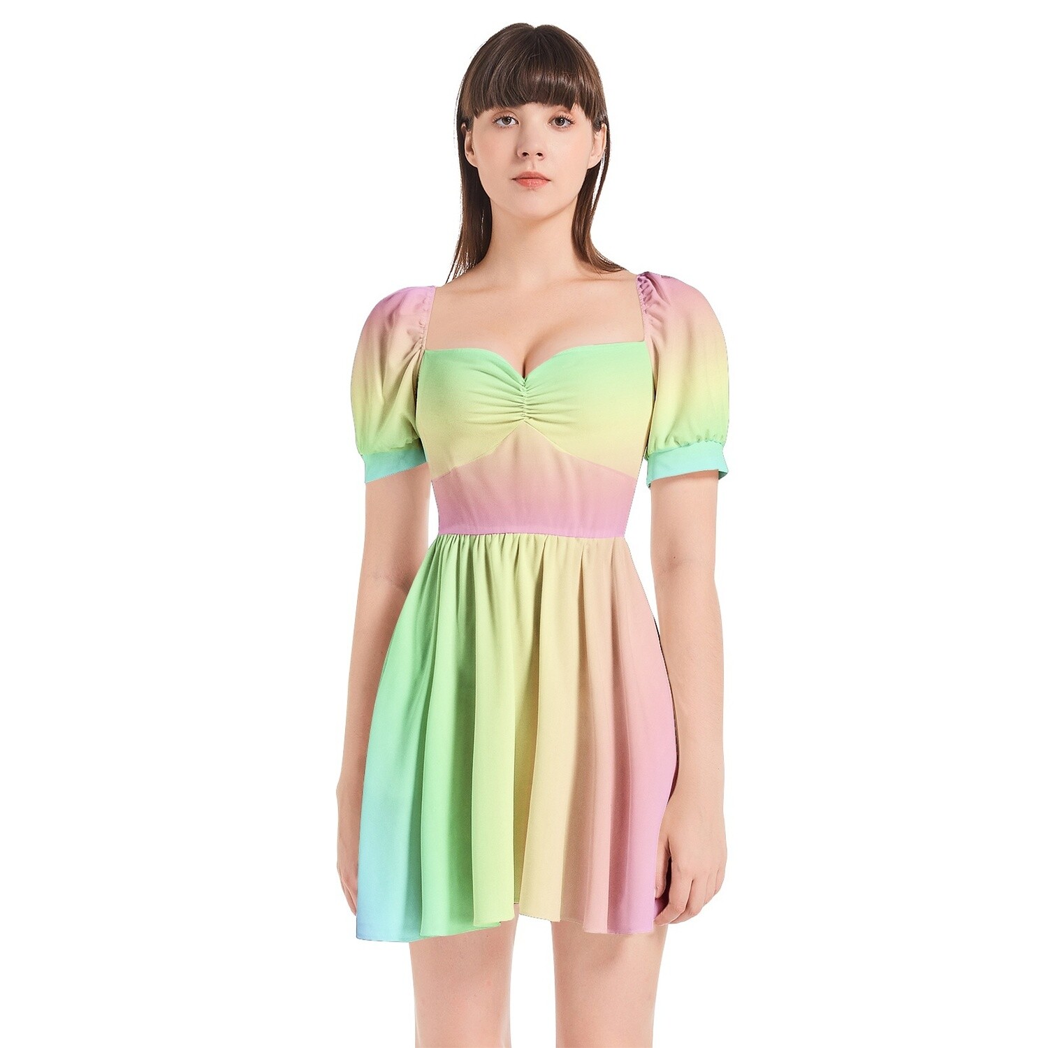 LOUZA Puff Sleeve Sweetheart Neck Mini Dress