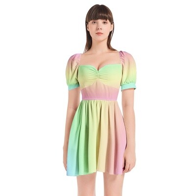 LOUZA Puff Sleeve Sweetheart Neck Mini Dress