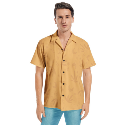 ADRIAN Short Sleeve Button Up Cotton Shirt, Light Orange