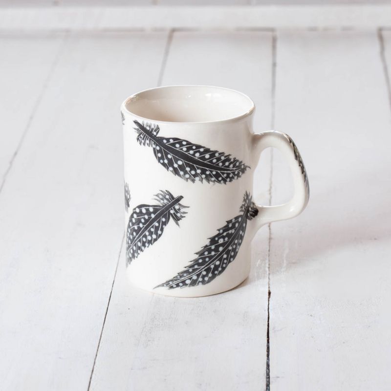 Handmade Mugs: Guinea Fowl Feathers