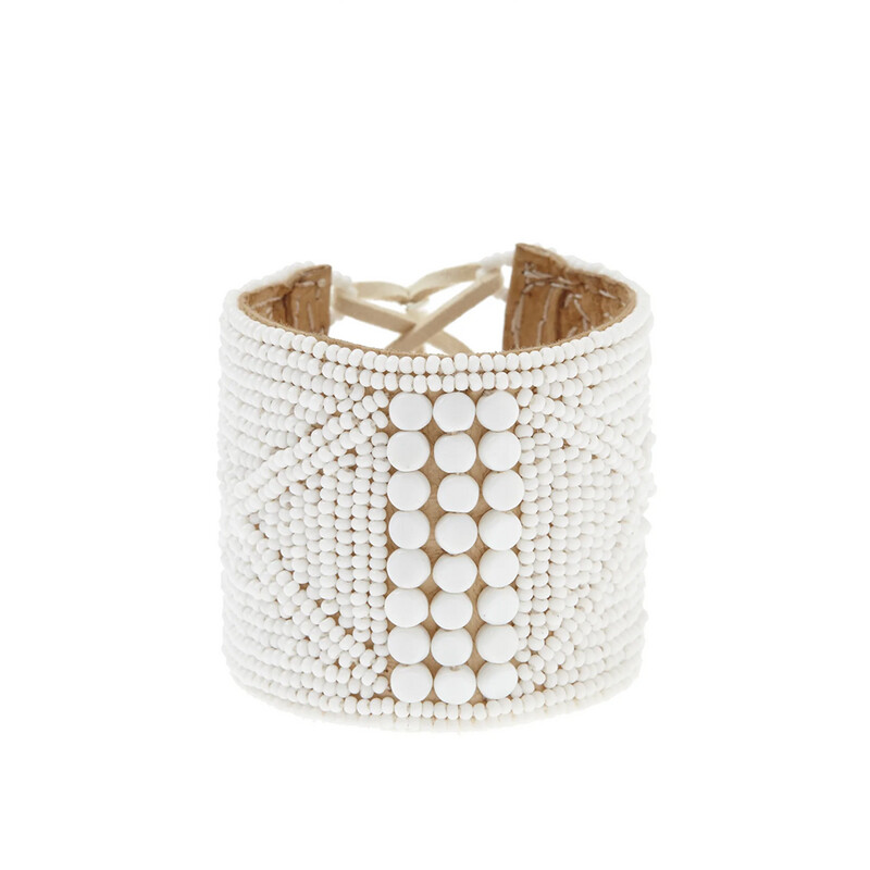 Leather Bracelet Cuff - White