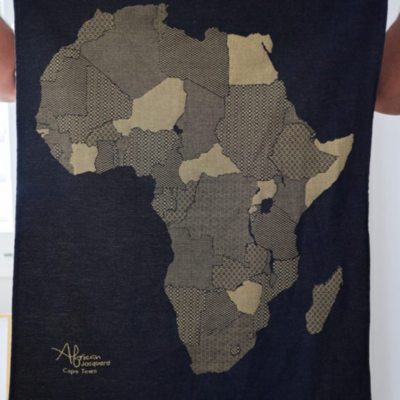 Tea Towel: Africa Map (Gold/Black)