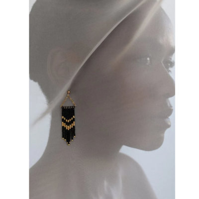Small Porcupine Earrings (Black, Gold)
