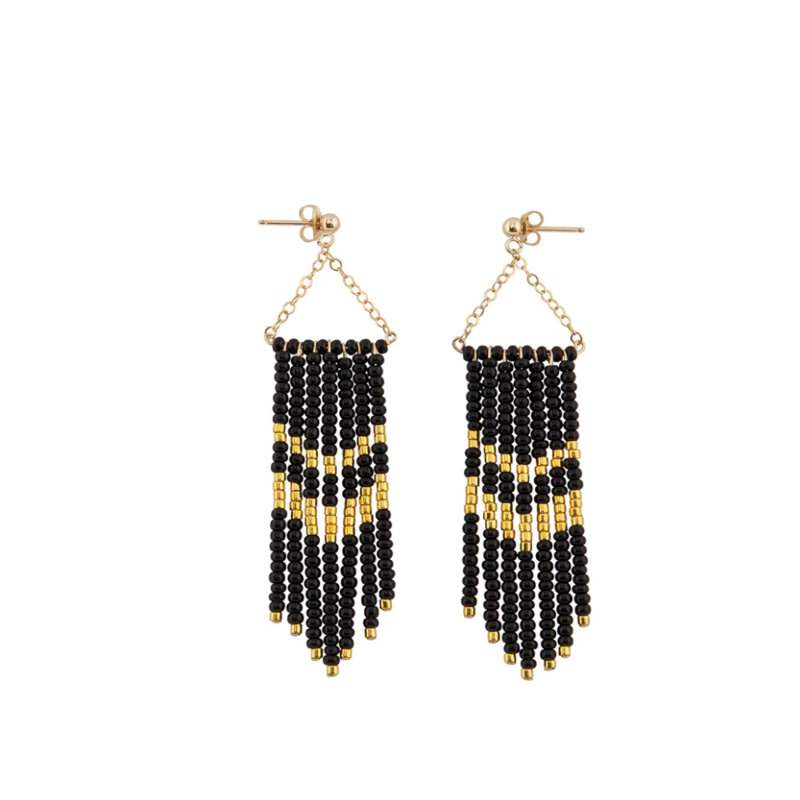 Small Porcupine Earrings (Black, Gold)