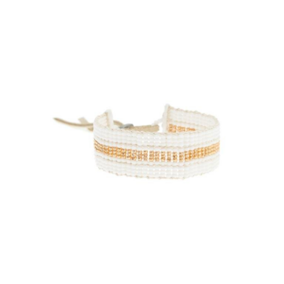 Narrow Stripe Warrior Bracelet (White, Gold)