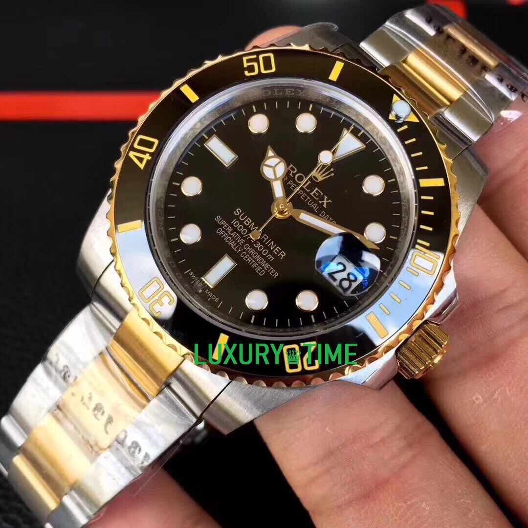 rolex replica submariner acciaio oro black dial orologio replica copia imitazione