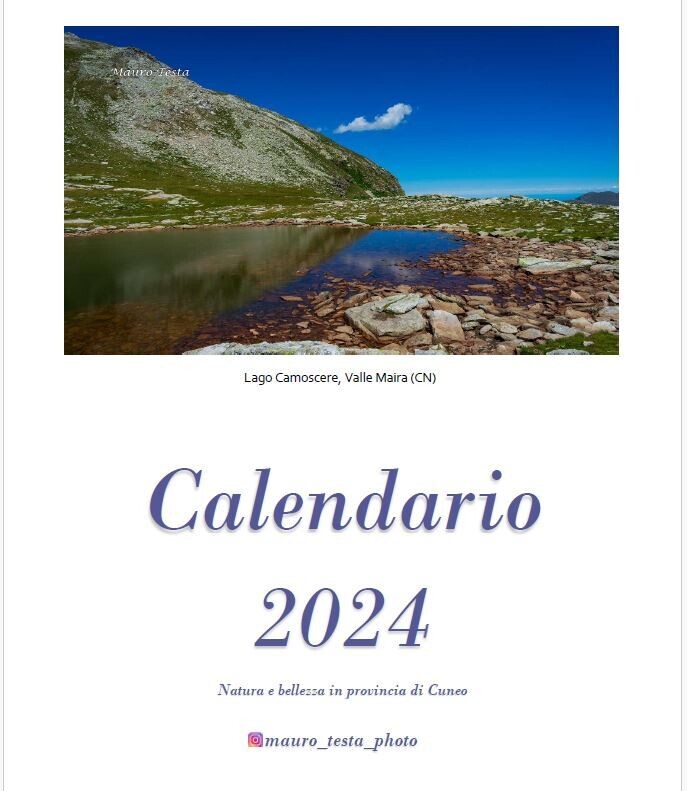 Calendario 2024 da parete &#39;Natura e bellezza in provincia di Cuneo&#39;. Stampato in formato A3 (29,7 x 42 cm).