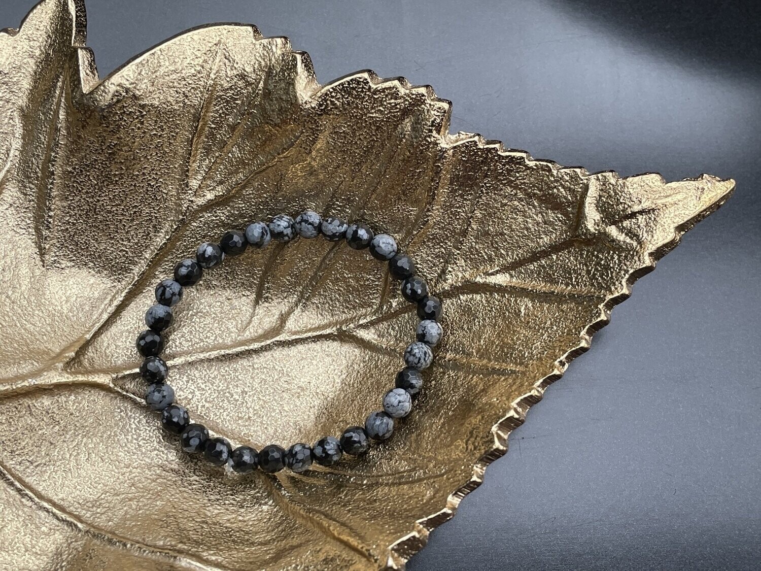 Sneeuwvlok Obsidiaan 6mm facet armband