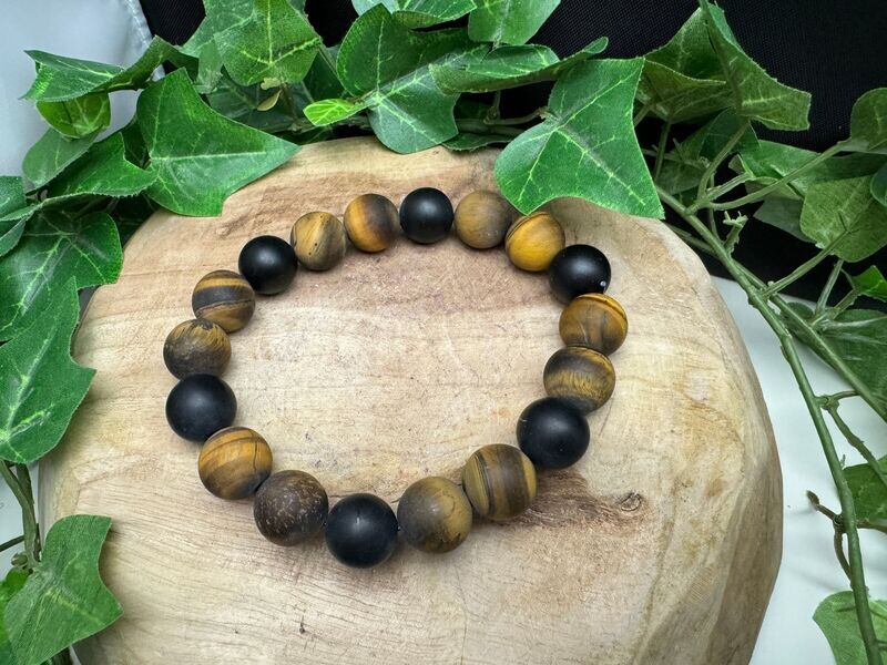 12mm matte Tijgeroog/Onyx
