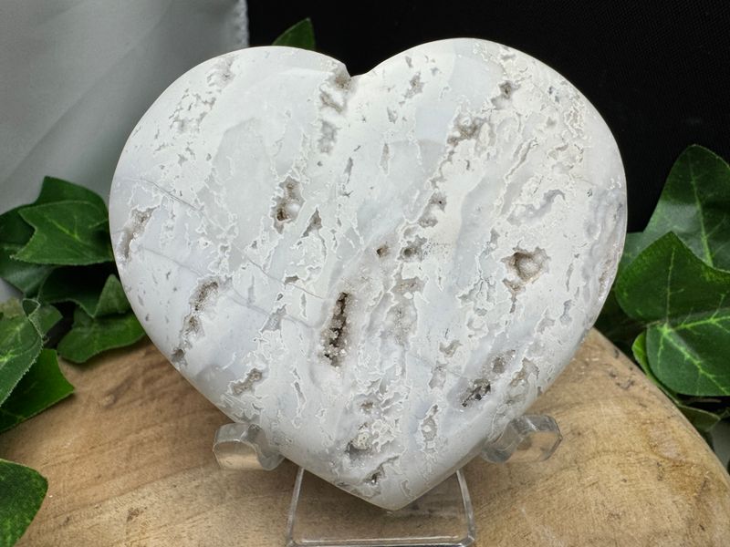 Witte pluim agaat hart