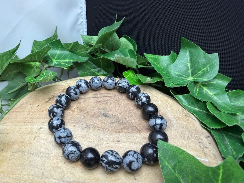 10mm Sneeuwvlok Obsidiaan armband