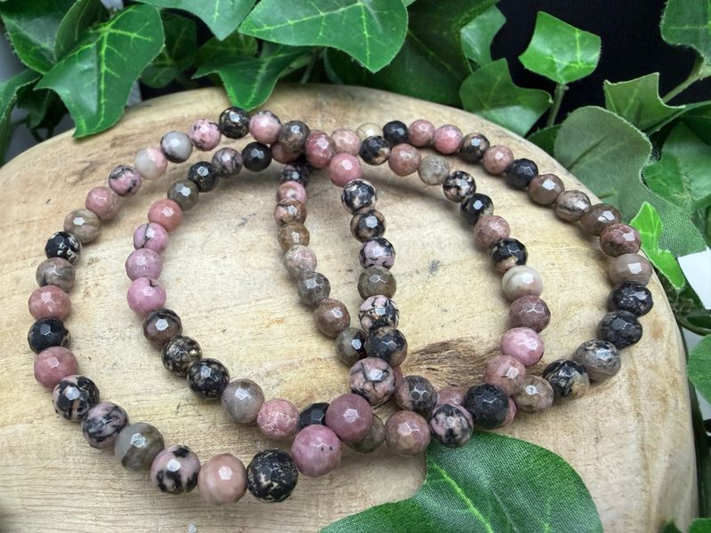 Armband Rhodoniet facet 6mm