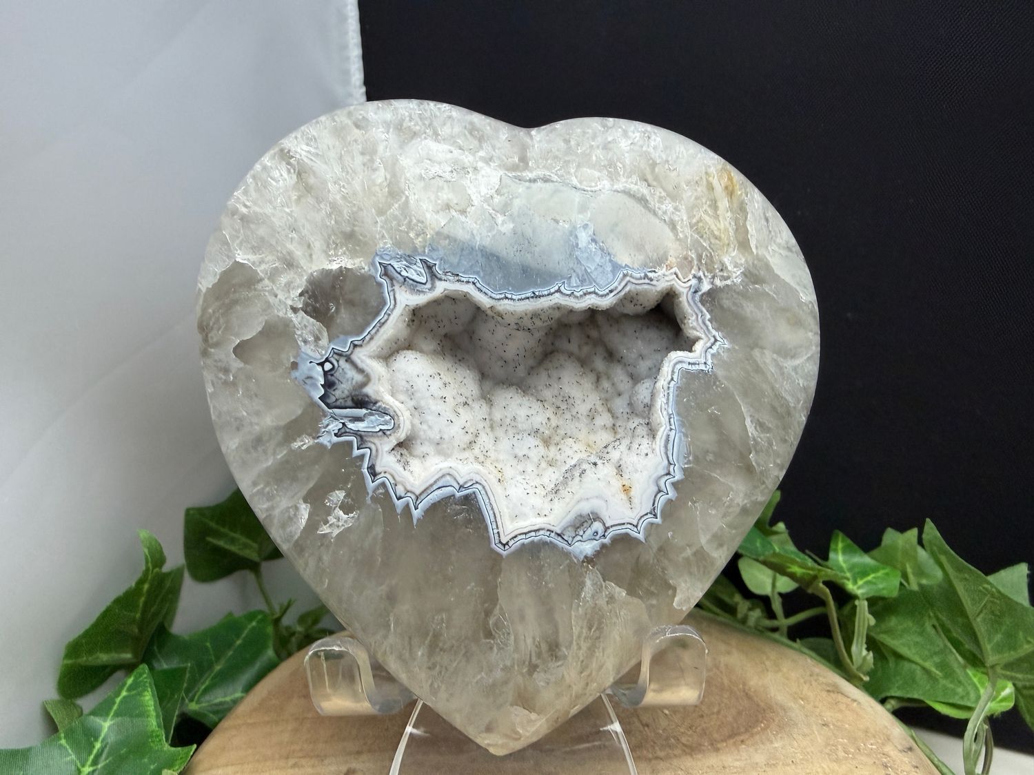 Groot Bloemagaat hart (druzy)