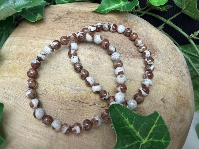 Armband 6 mm Granaat met Wollastoniet Armband 6 mm Granaat met Wollastoniet