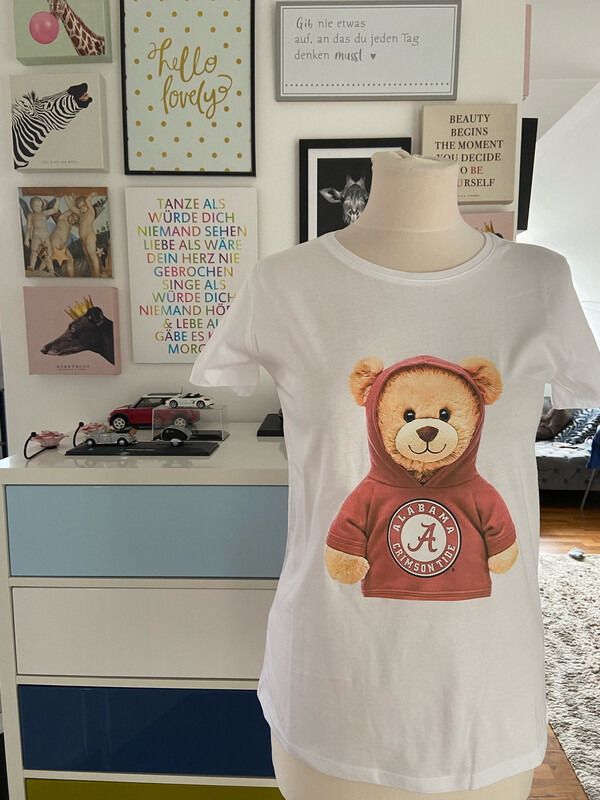 T-Shirt "Teddy „ Größe S/M oder M/L weiß, Reine Baumwolle