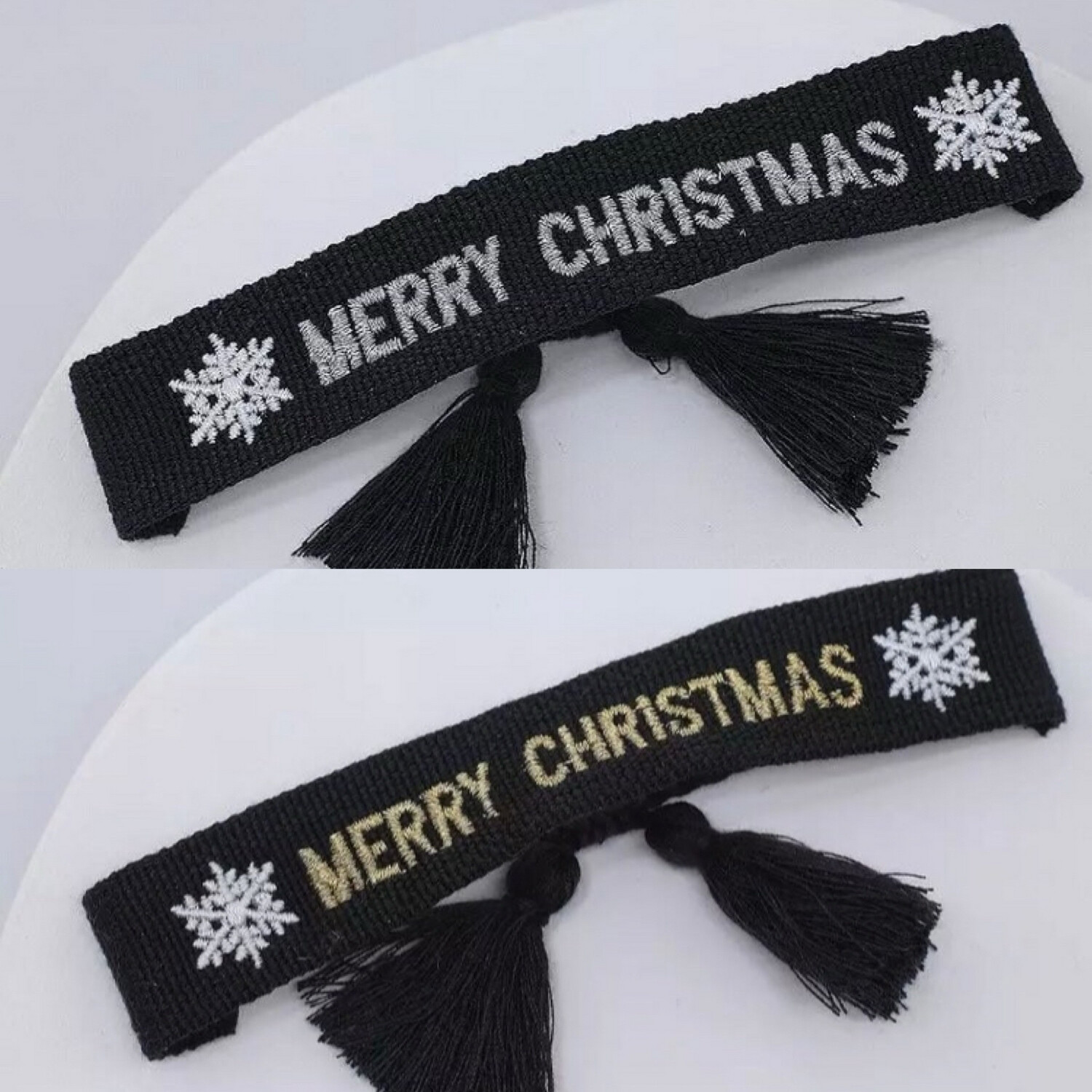 Webarmband mit gestickten Schriftzug „ Merry Christmas“ größenverstellbar,verschiedene Farben